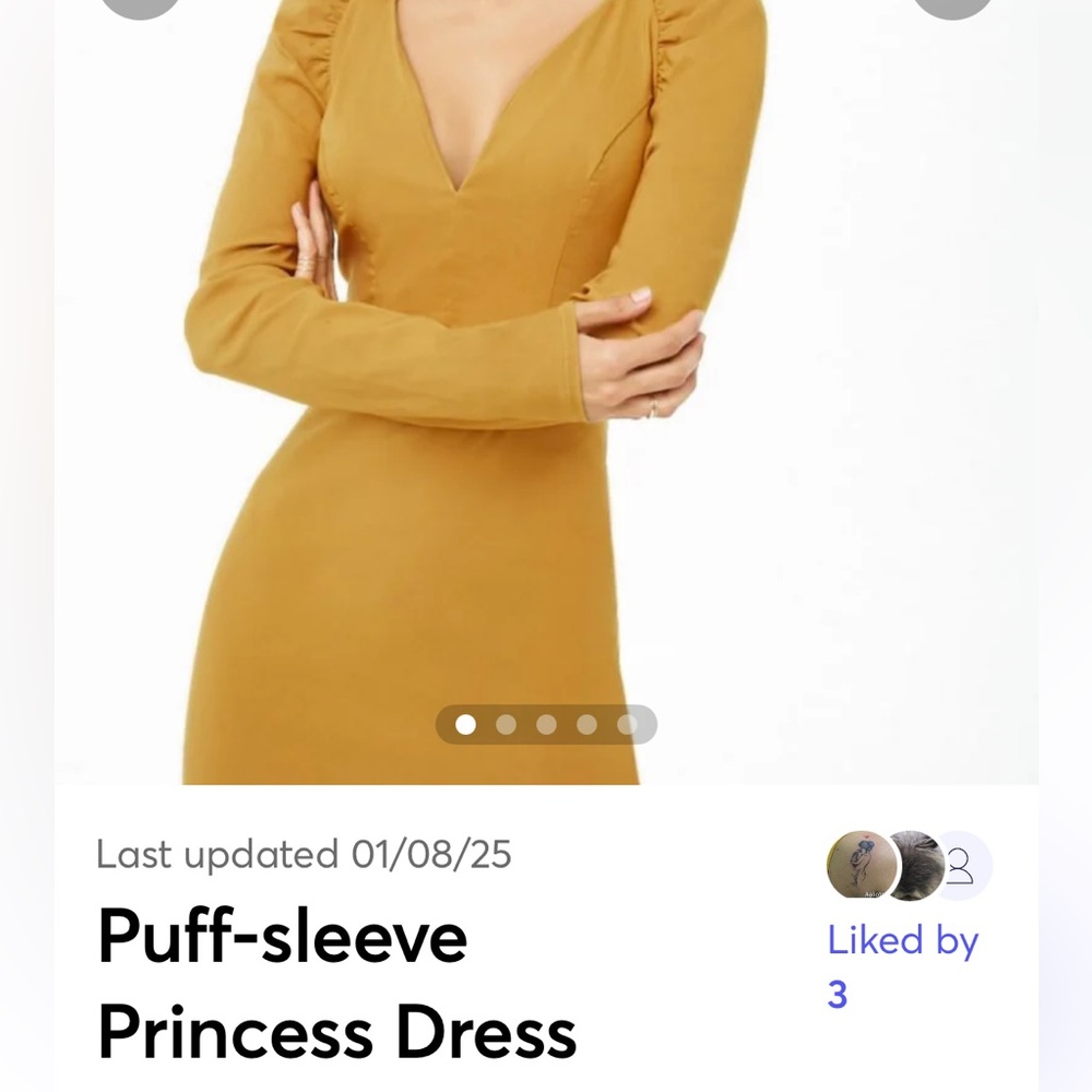 Forever 21 Mustard Long Sleeve Dress